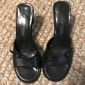 VINTAGE VIA SPIGA BLACK SLIDES